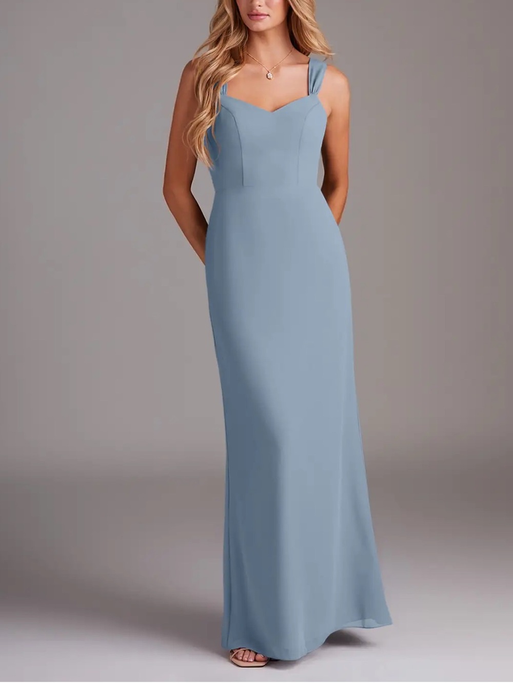 Azazie Dusty Blue Bridesmaid Dress Denice style